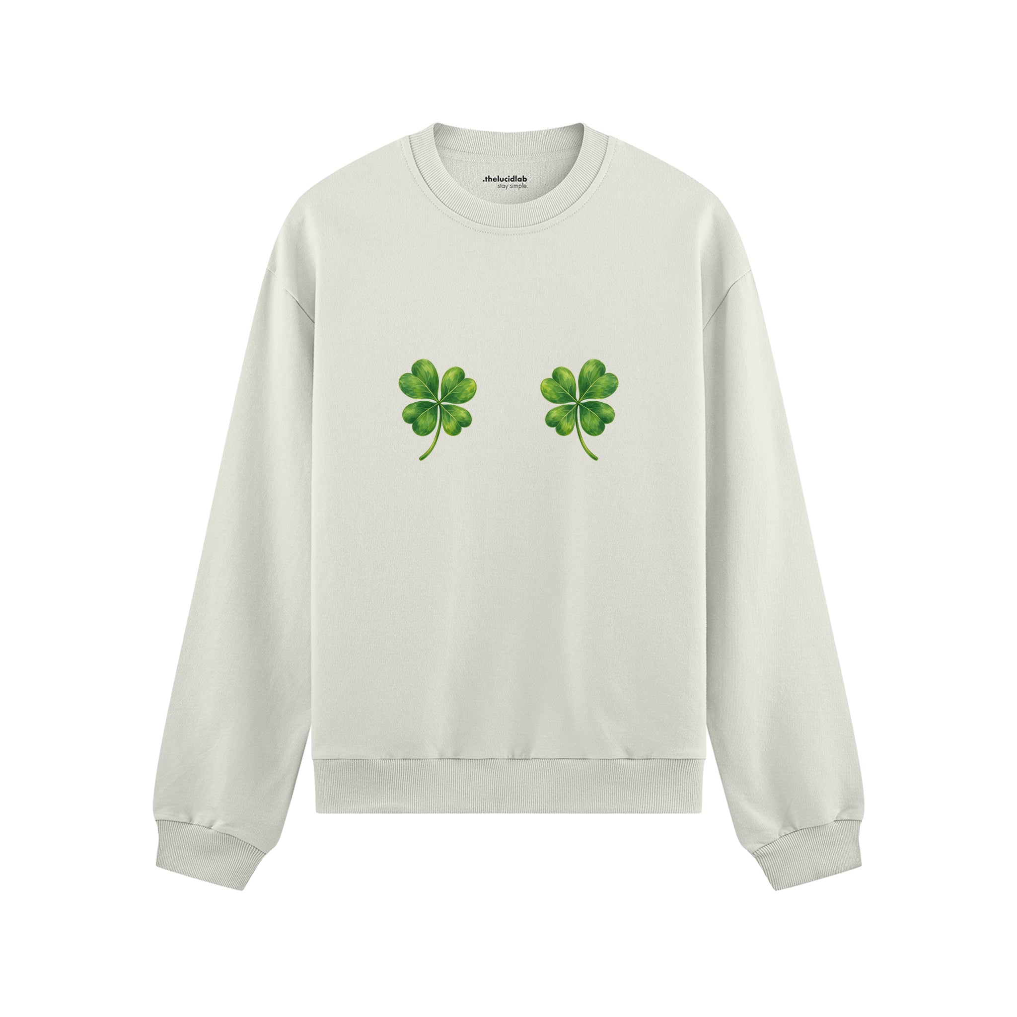 Lucky Twins Oversize Sweatshirt - Beyaz - ön görünüm