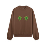 Lucky Twins Oversize Sweatshirt - Kahverengi - ön görünüm