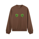 Lucky Twins Oversize Sweatshirt - Kahverengi - ön görünüm