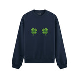 Lucky Twins Oversize Sweatshirt - Lacivert - ön görünüm