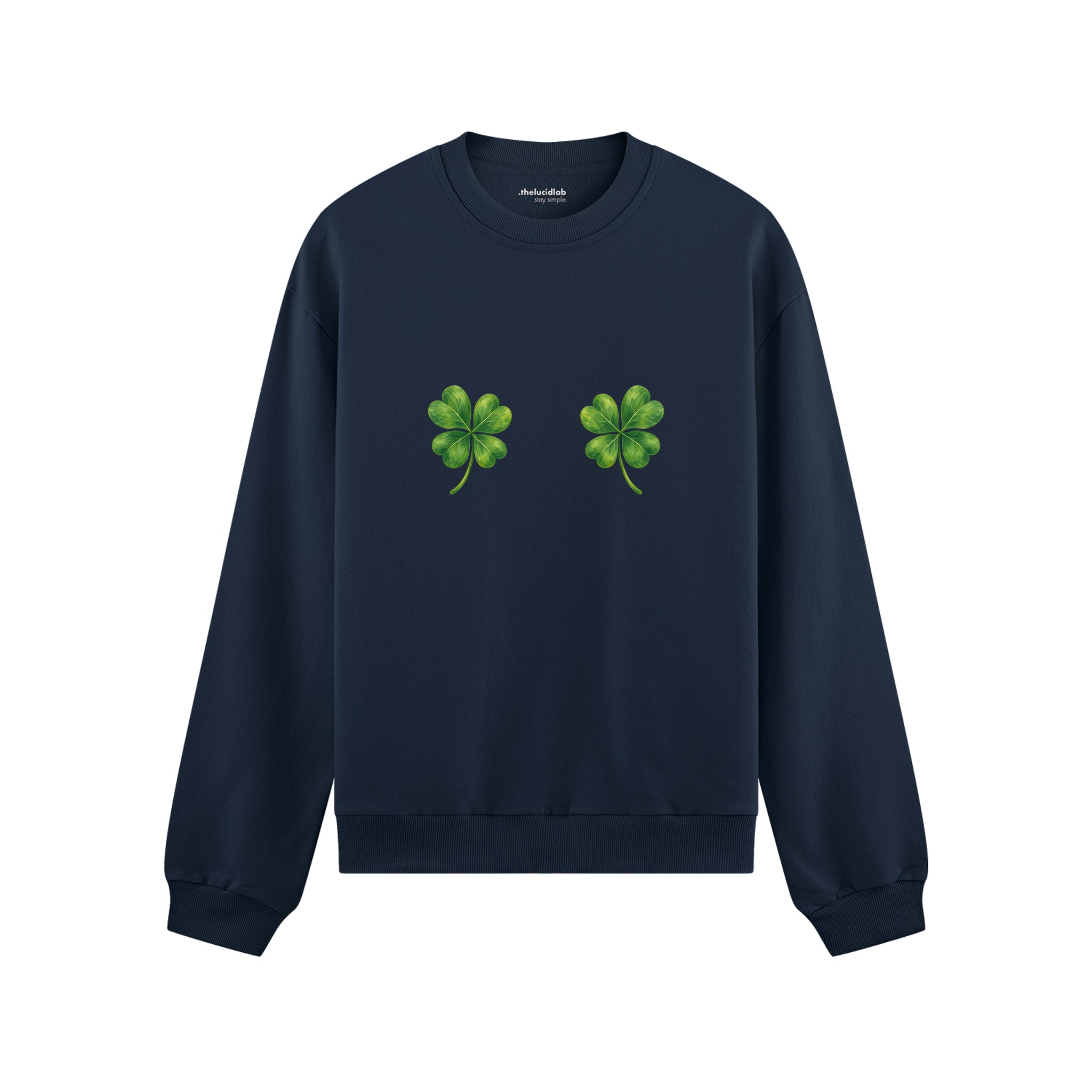 Lucky Twins Oversize Sweatshirt - Lacivert - ön görünüm