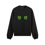 Lucky Twins Oversize Sweatshirt - Siyah - ön görünüm
