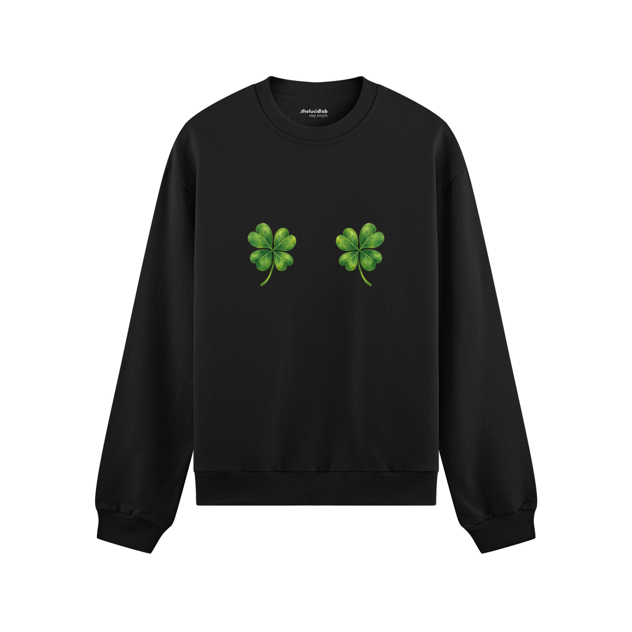 Lucky Twins Oversize Sweatshirt - Siyah - ön görünüm