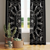 Mexican Skull Black/White Mandala Background Curtain