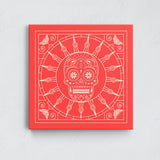 Mexican Skull Soft Red Mandala Kanvas Tablo