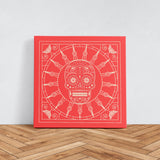 Mexican Skull Soft Red Mandala Kanvas Tablo