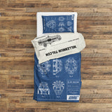 Millennium Falcon Ivory &amp; Arc Reactor Blueprint Double-Sided Duvet Cover Set