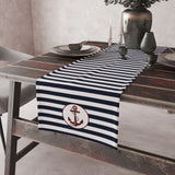 Navy Blue Striped Claret Red Capa Runner Cover