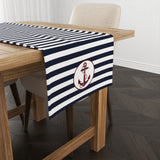 Navy Blue Striped Claret Red Capa Runner Cover