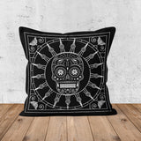 Mexican Skull Black/White Mandala Çift Taraflı Kırlent Kılıfı 2 Adet