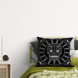 Mexican Skull Black/White Mandala Çift Taraflı Kırlent Kılıfı 2 Adet