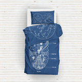 The Constellations Blueprint &amp; Millennium Falcon Blueprint Double-Sided Duvet Cover Set