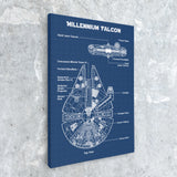 Millennium Falcon Blueprint Canvas Painting