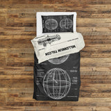 Millennium Falcon Ivory &amp; Death Star Chalkbord Double-Sided Duvet Cover Set