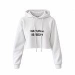 Natural Is Sexy Crop Hoodie – Beyaz – ön görünüm