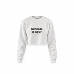 Natural Is Sexy Crop Sweatshirt – Beyaz – ön görünüm