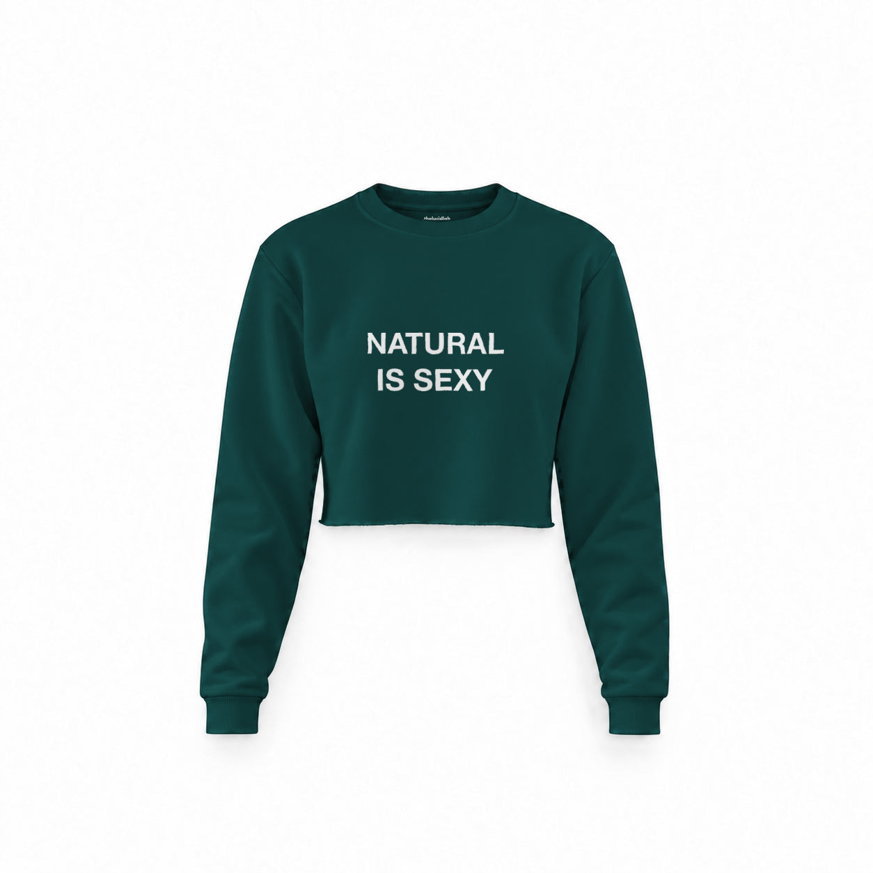 Natural Is Sexy Crop Sweatshirt – Koyu Yeşil – ön görünüm