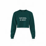 Natural Is Sexy Crop Sweatshirt – Koyu Yeşil – ön görünüm