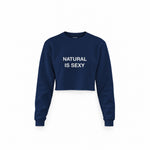 Natural Is Sexy Crop Sweatshirt – Lacivert – ön görünüm