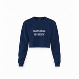 Natural Is Sexy Crop Sweatshirt – Lacivert – ön görünüm