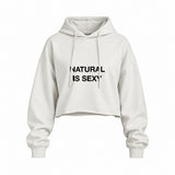 Natural Is Sexy Oversize Crop Hoodie – Beyaz – ön görünüm
