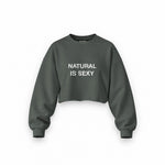 Natural Is Sexy Oversize Crop Sweatshirt – Antrasit – ön görünüm
