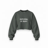 Natural Is Sexy Oversize Crop Sweatshirt – Antrasit – ön görünüm