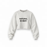 Natural Is Sexy Oversize Crop Sweatshirt – Beyaz – ön görünüm