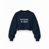 Natural Is Sexy Oversize Crop Sweatshirt – Lacivert – ön görünüm