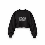 Natural Is Sexy Oversize Crop Sweatshirt – Siyah – ön görünüm