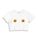 Nipples Crop Tişört - Beyaz - ön görünüm