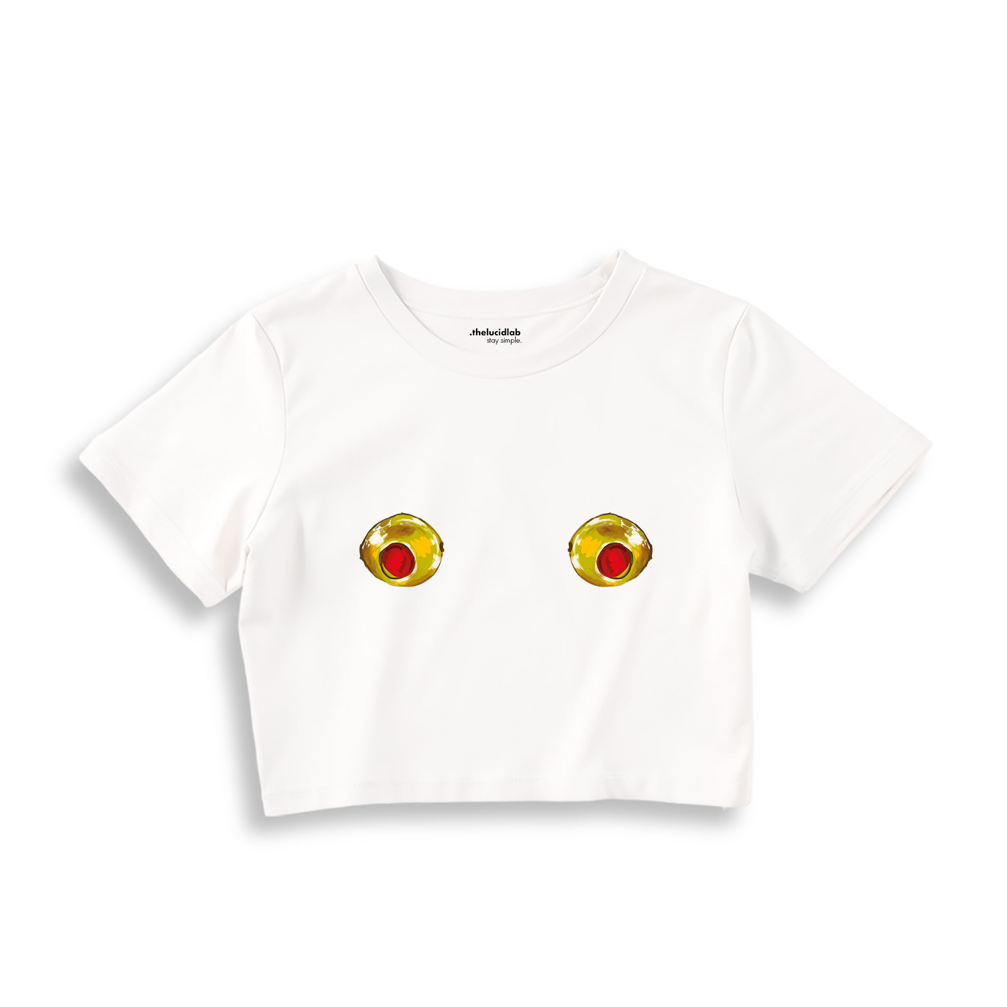 Nipples Crop Tişört - Beyaz - ön görünüm