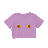 Nipples Crop Tişört - Lila - ön görünüm