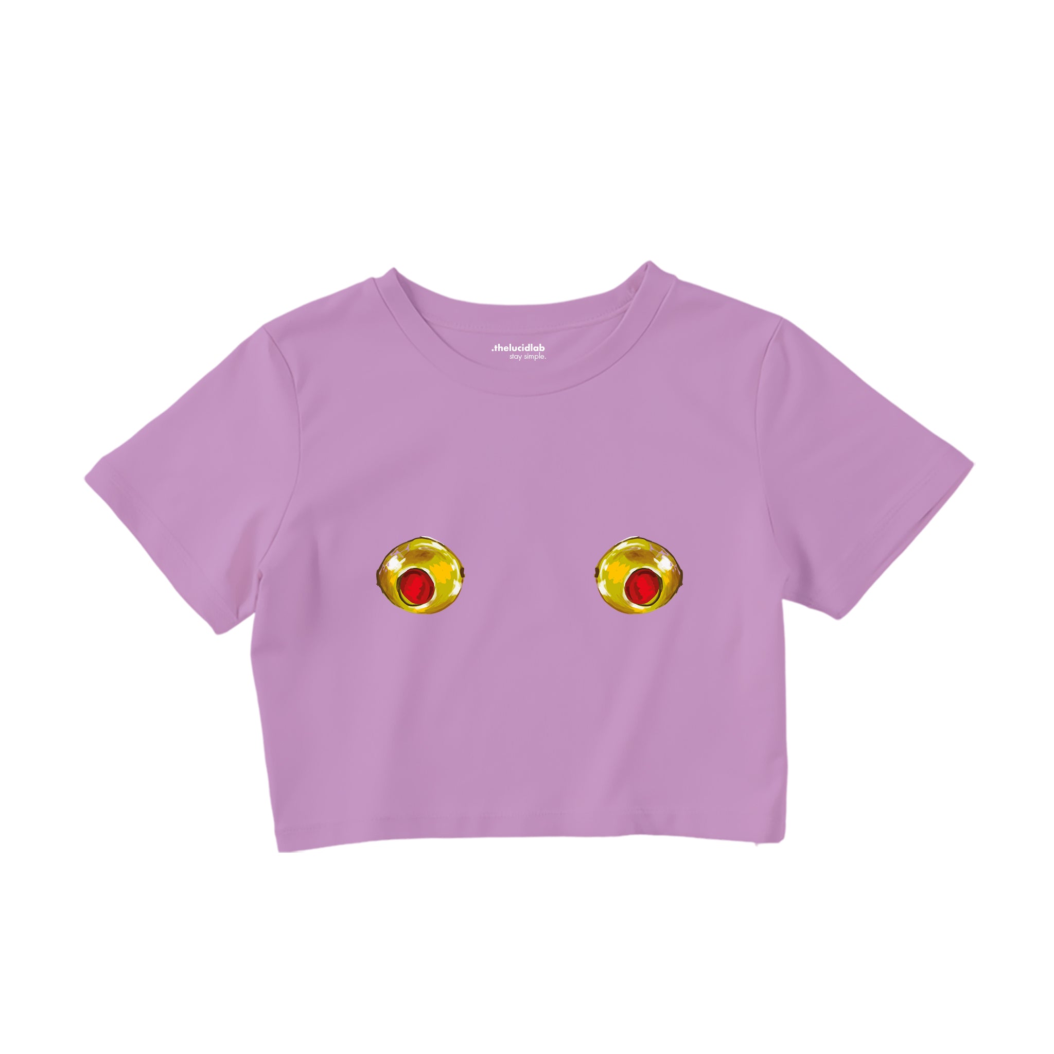 Nipples Crop Tişört - Lila - ön görünüm