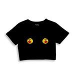 Nipples Crop Tişört - Siyah - ön görünüm
