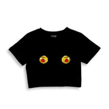 Nipples Crop Tişört - Siyah - ön görünüm