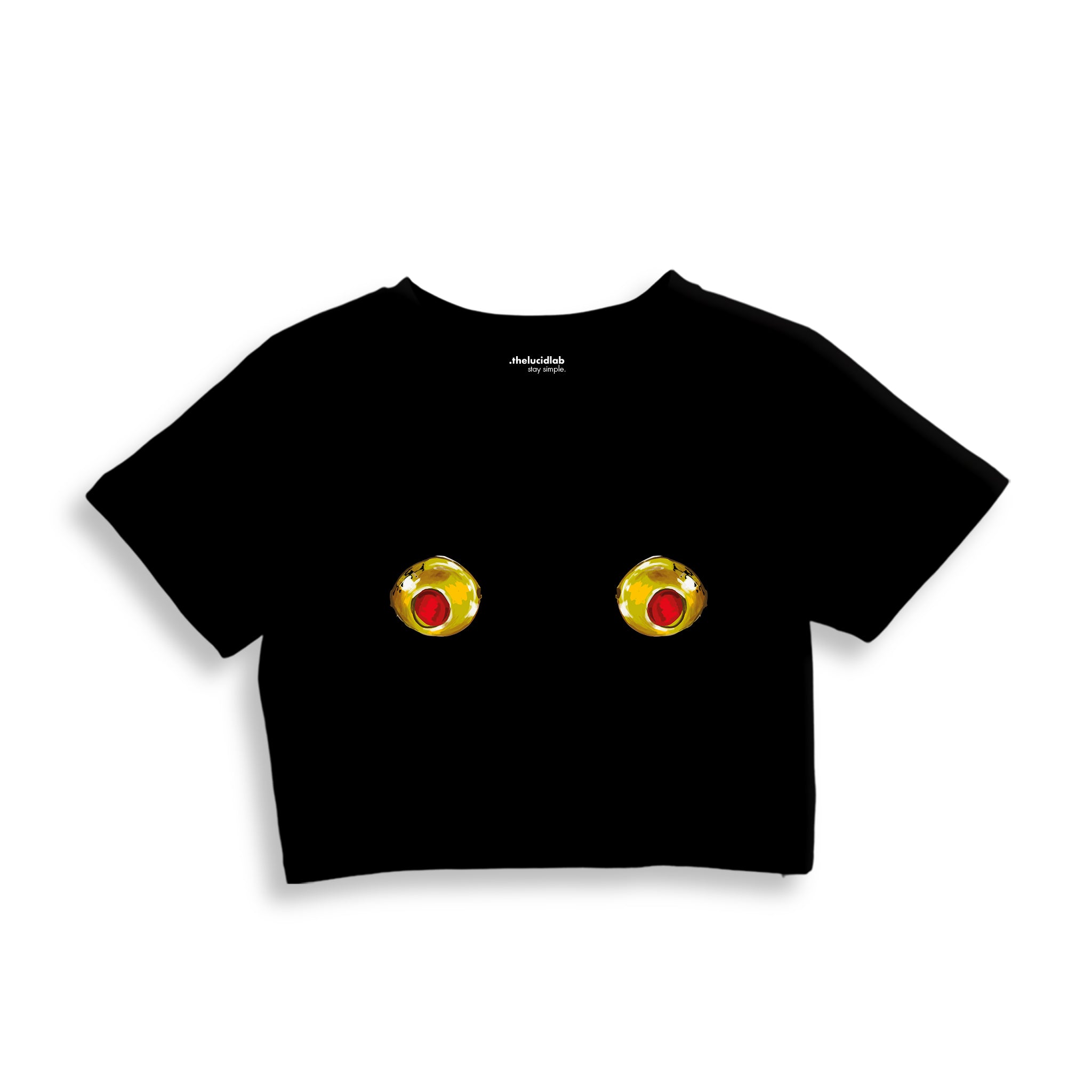 Nipples Crop Tişört - Siyah - ön görünüm