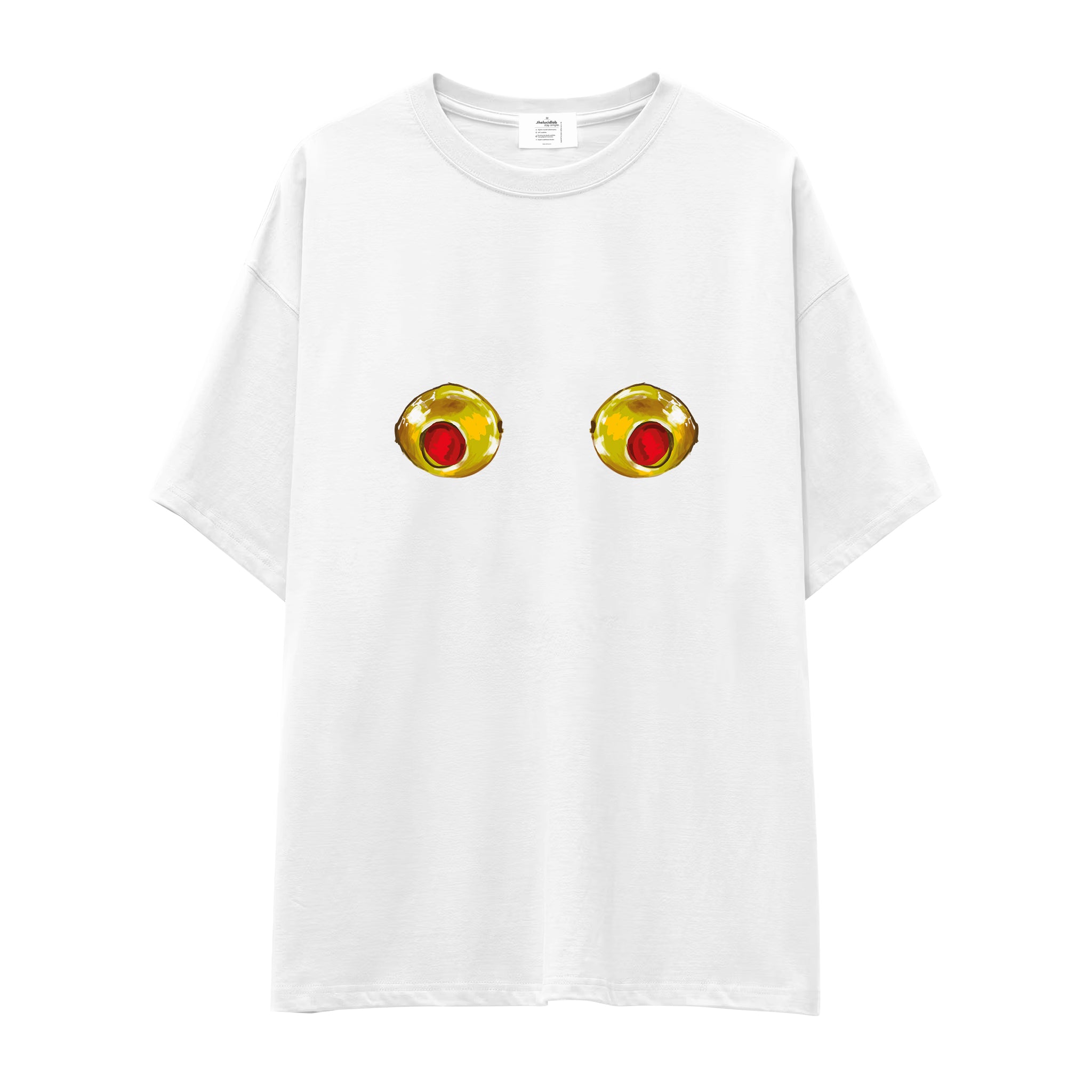 Nipples Oversize Tişört - Beyaz - ön görünüm