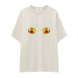 Nipples Oversize Tişört - Ekru - ön görünüm