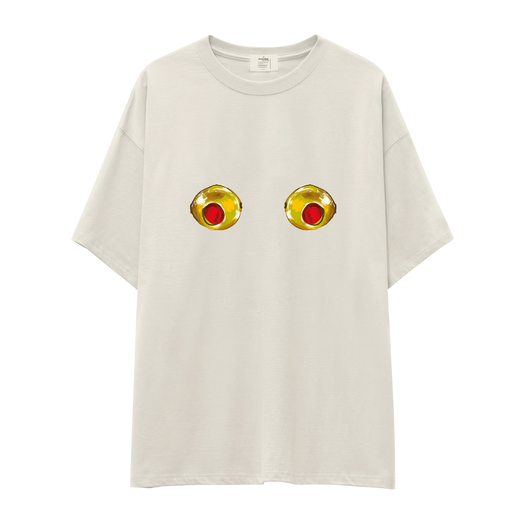 Nipples Oversize Tişört - Ekru - ön görünüm