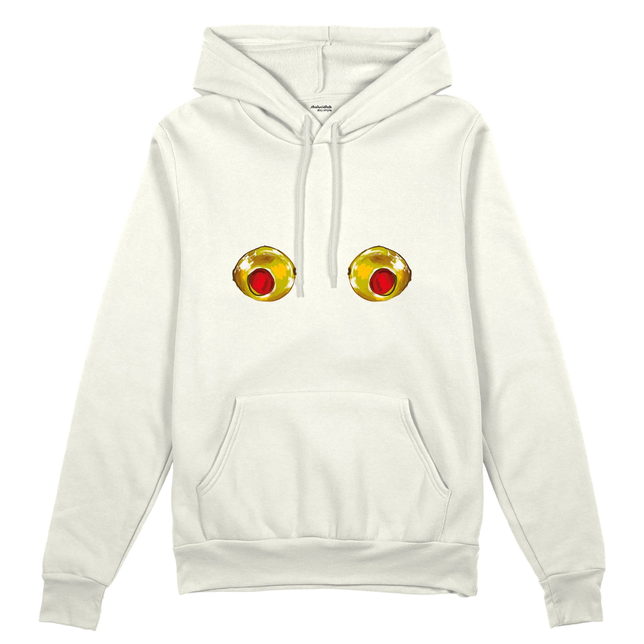 Nipples Oversize Hoodie - Beyaz - ön görünüm