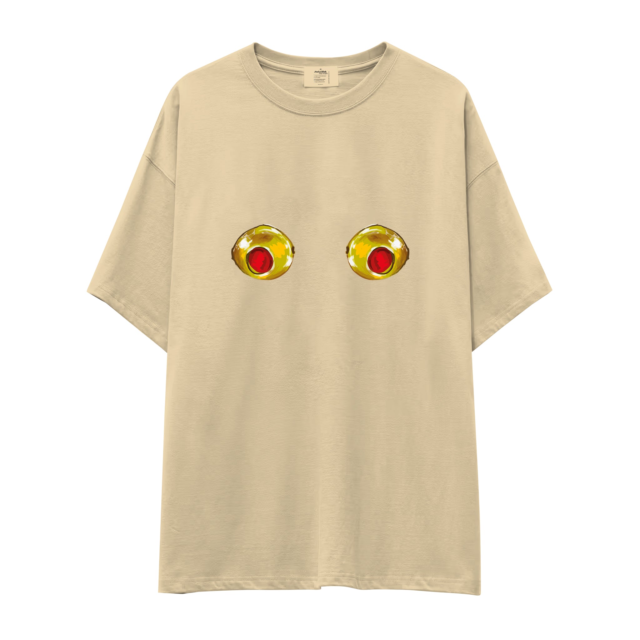 Nipples Oversize Tişört - Krem - ön görünüm