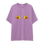 Nipples Oversize Tişört - Lila - ön görünüm