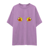 Nipples Oversize Tişört - Lila - ön görünüm