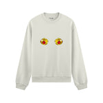 Nipples Oversize Sweatshirt - Beyaz - ön görünüm