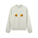 Nipples Oversize Sweatshirt - Beyaz - ön görünüm
