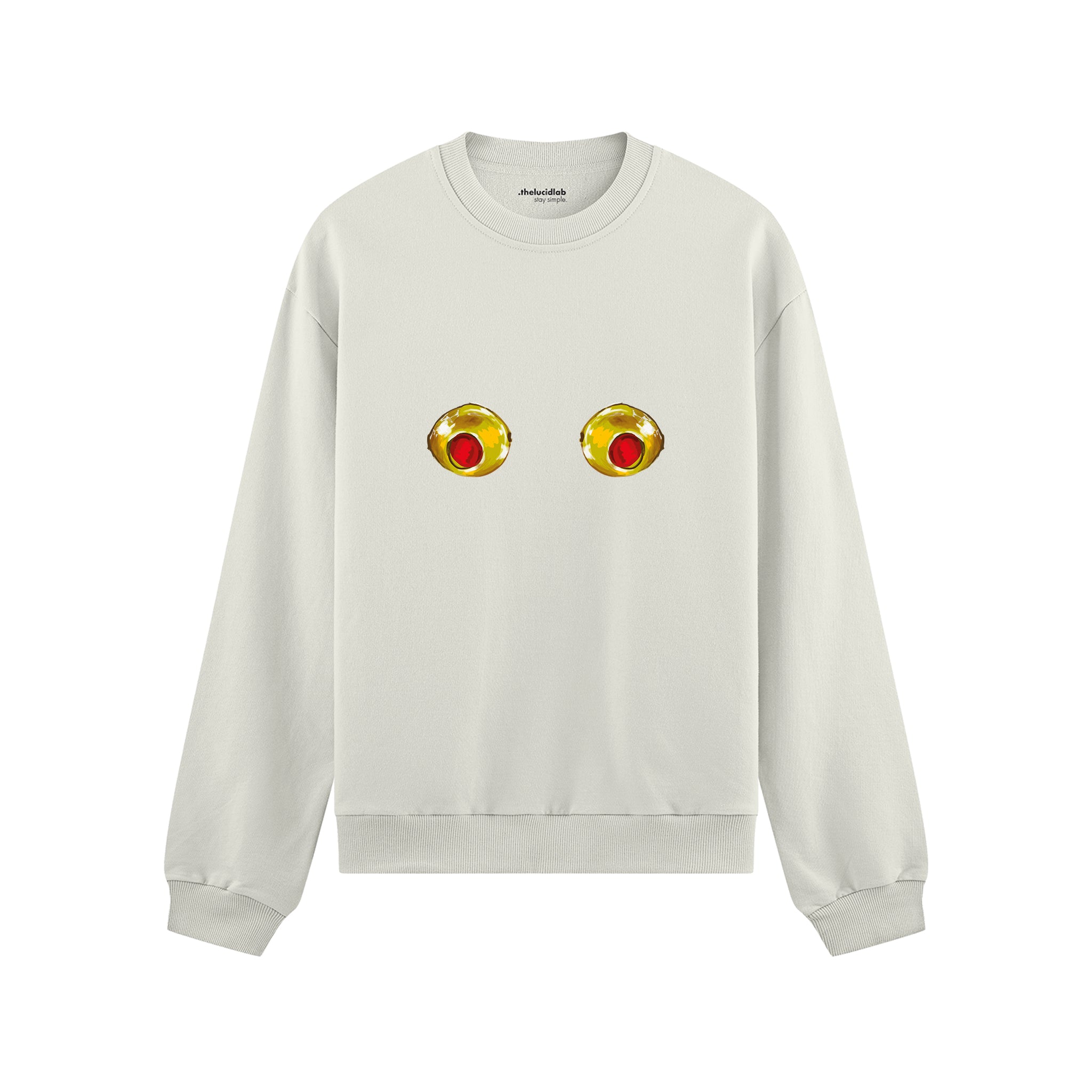 Nipples Oversize Sweatshirt - Beyaz - ön görünüm