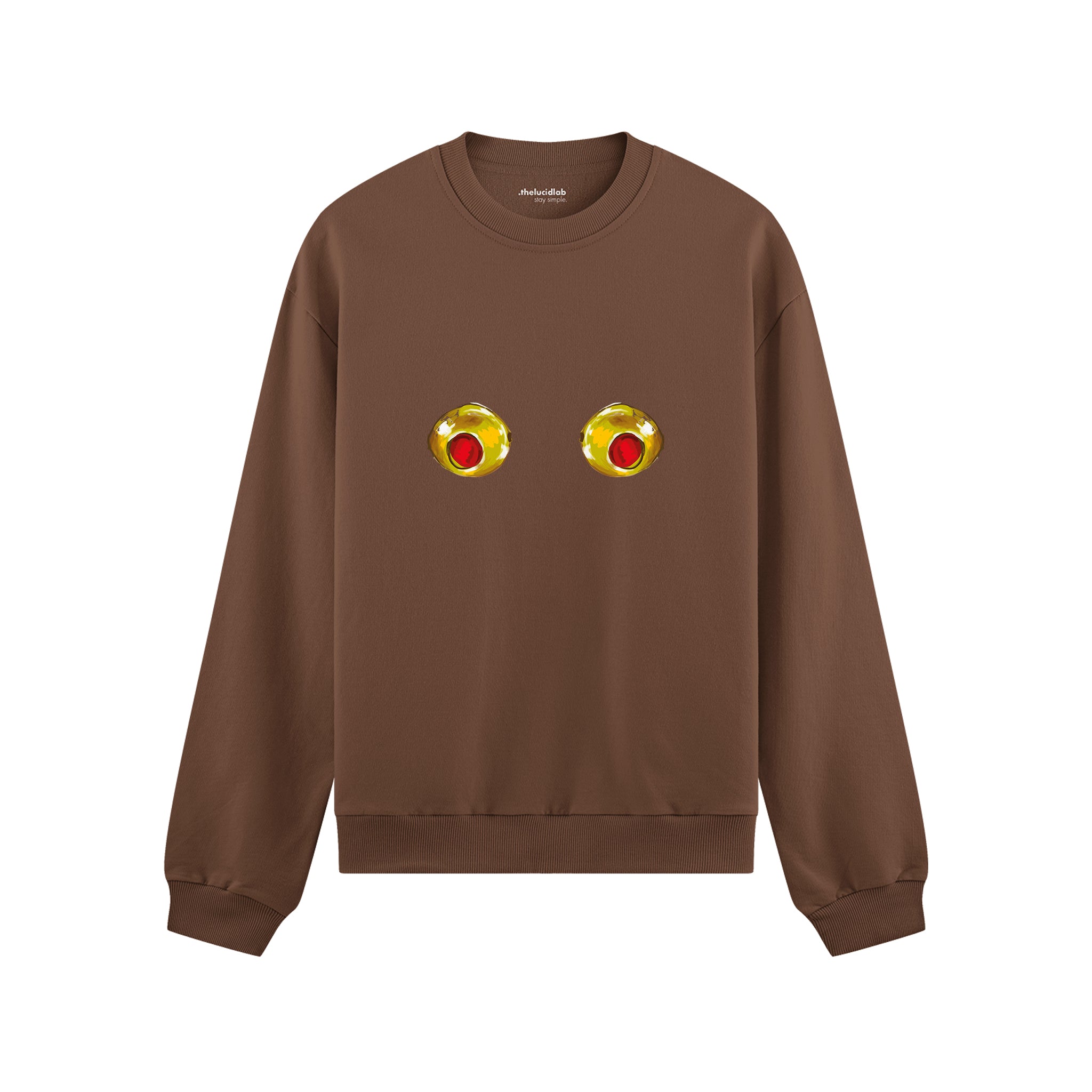 Nipples Oversize Sweatshirt - Kahverengi - ön görünüm