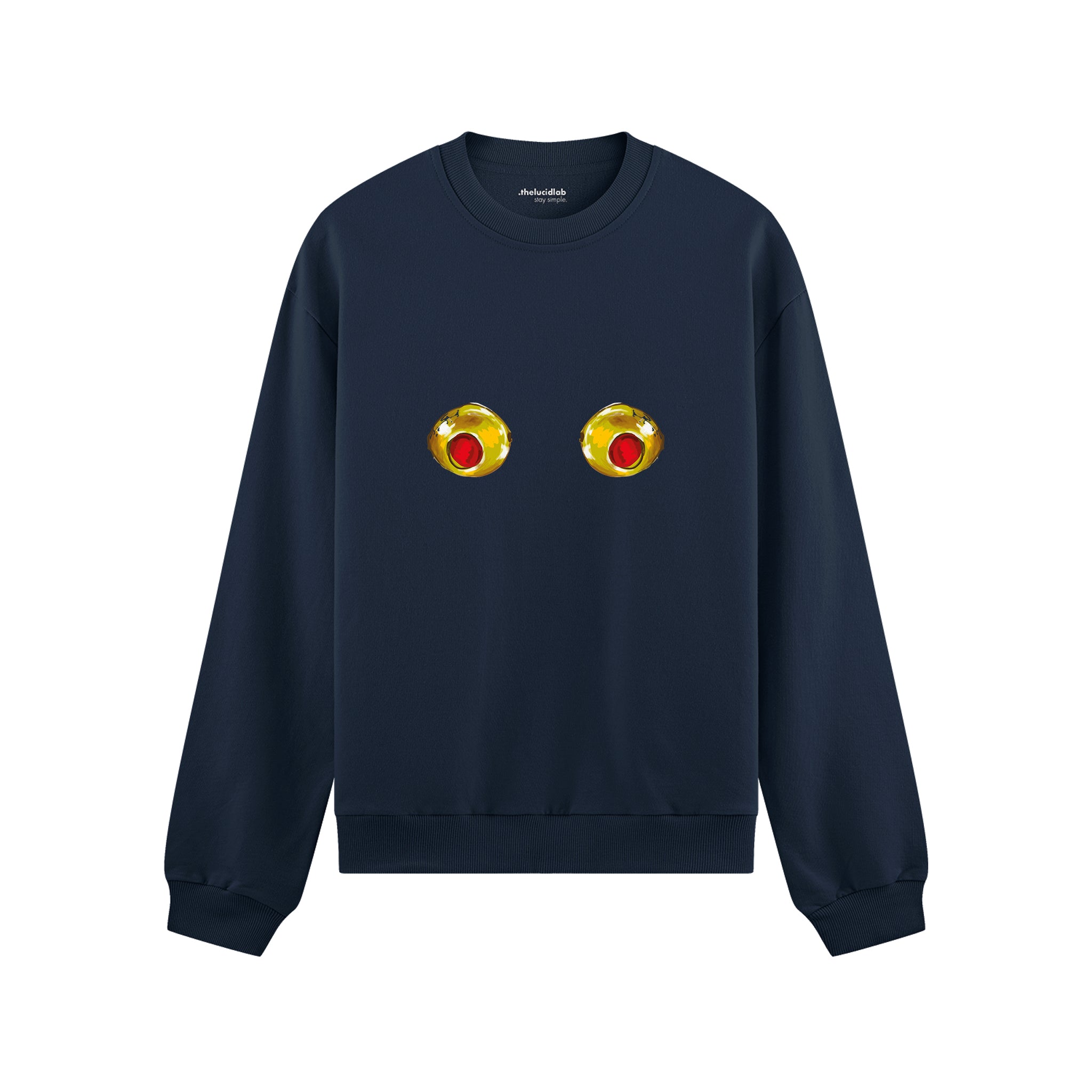 Nipples Oversize Sweatshirt - Lacivert - ön görünüm