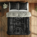 Basketball Court Chalkboard & Basketball Ivory Çift Taraflı Nevresim Takımı; çift kişilik AA-02 native görünüm